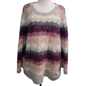 Northstyle Acrylic Wool Blend Soft Knit Striped Bell Sleeves Sz XL